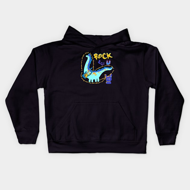 rock spirit, dinosaur Kids Hoodie by zzzozzo